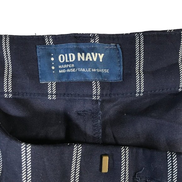 Old Navy HARPER Ladies 14R Pants Mid Rise Cropped Pants Pinstriped Blue White - Picture 4 of 10